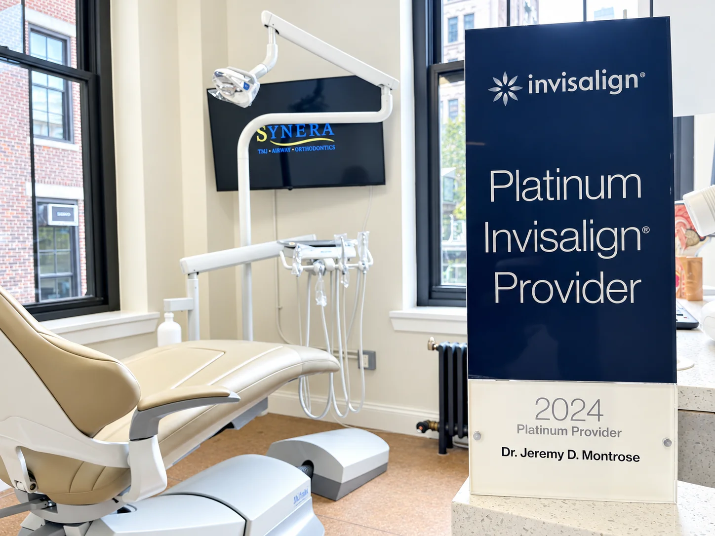 Treatment room with Dr. Montrose's 2024 Platinum Invisalign Provider award